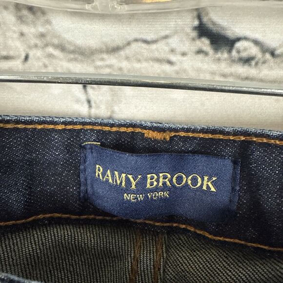 Ramy Brook Jeans High Rise Flare Sailor Buttons Dark Rinse Womens 29 Raw Hem - Picture 6 of 11